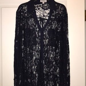 Express lace button up blouse Size M